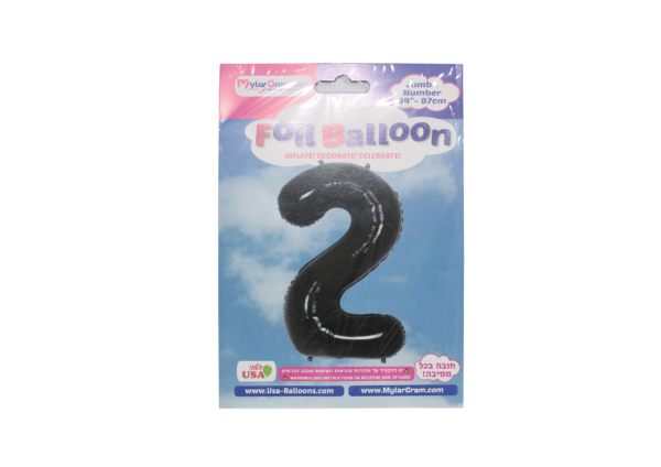 ⁦בלוני הליום מיילר מספרים ענק-צבע שחור⁩ – תמונה ⁦3⁩